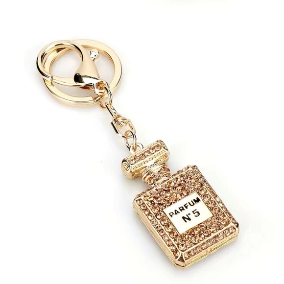 1pc Fashion Rhinestone Keychain Perfume Bottle 3 Colors Available - Picture 2 of 3